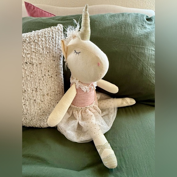 ✨ Mud Pie Linen Unicorn Ballerina Doll ✨ - Picture 1 of 6